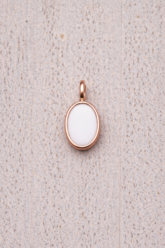 Oval Mars Pendant in Rose Gold with white stone