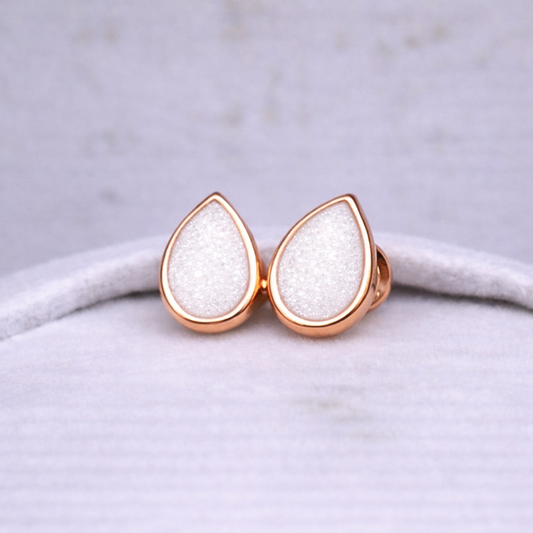 Boucles d'oreilles Mars poire - Or Rose, Pierre Scintillante