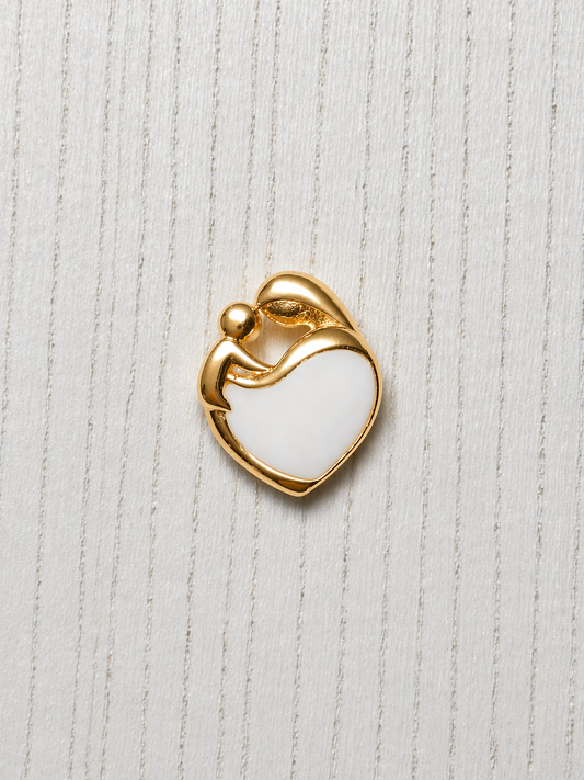 Pendentif Mère-Enfant en Or Jaune, pierre blanche