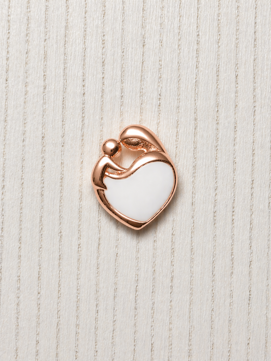 Pendentif Mère-Enfant en Or Rose, pierre blanche