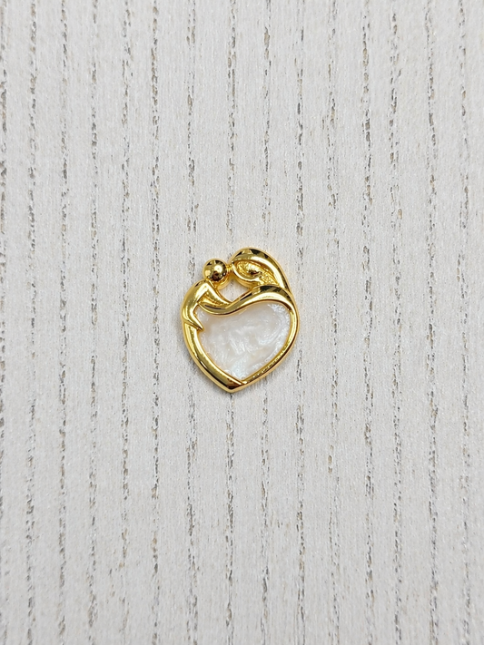 Pendentif Mère-Enfant en Or Jaune, pierre perlée