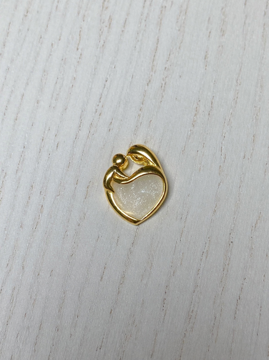 Pendentif Mère-Enfant en Or Jaune, pierre scintillante