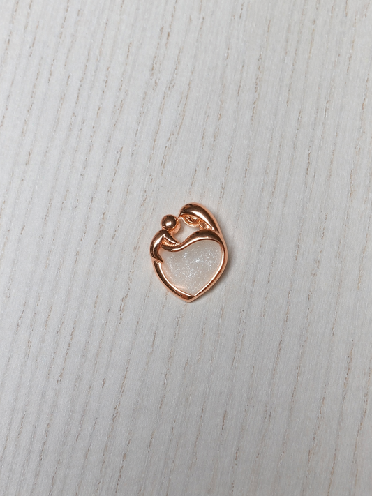 Pendentif Mère-Enfant en Or Rose, pierre scintillante